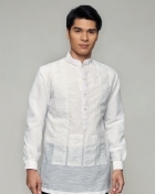 Men's Barong White Textured Organza 100872 White Men's Barong White Textured Organza 100872 White